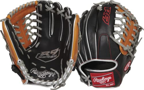 Rawlings Senior R9 Series Contour Baseball Glove in Black | 11.5"