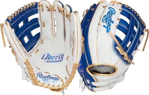 Rawlings | Liberty Advanced ColorSync Fastpitch Softball Glove | 12.75" | Outfield | Pro H Web | White/Royal/Gold