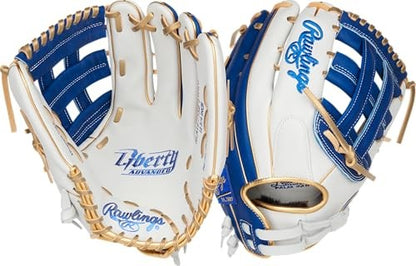 Rawlings | Liberty Advanced ColorSync Fastpitch Softball Glove | 12.75" | Outfield | Pro H Web | White/Royal/Gold