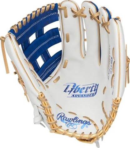 Rawlings | Liberty Advanced ColorSync Fastpitch Softball Glove | 12.75" | Outfield | Pro H Web | White/Royal/Gold
