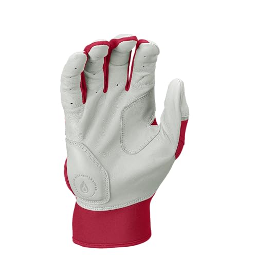 Rawlings | Adult Workhorse Baseball Batting Gloves | White/Scarlet