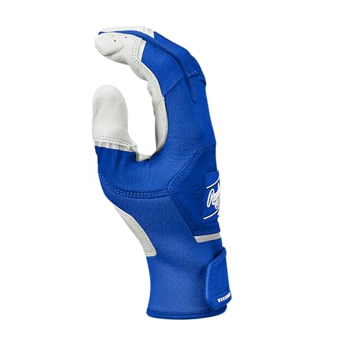 Rawlings | Adult Workhorse Baseball Batting Gloves | White/Royal