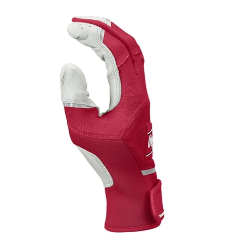 Rawlings | Adult Workhorse Baseball Batting Gloves | White/Scarlet