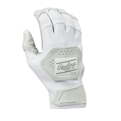 Rawlings | Adult Workhorse Baseball Batting Gloves | White/White