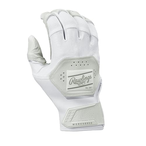 Rawlings | Adult Workhorse Baseball Batting Gloves | White/White