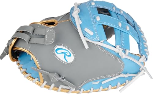 Rawlings | Liberty Advanced ColorSync Fastpitch Softball Glove | 34" | Catcher | Modified Pro H Web | Grey/Columbia Blue/Gold