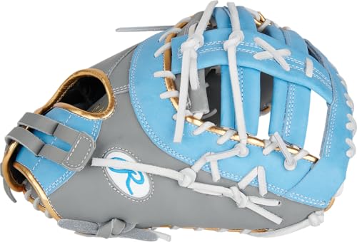 Rawlings | Liberty Advanced ColorSync Fastpitch Softball Glove | 13" | First Base | Single Post, Double-Bar Web | Grey/Columbia Blue