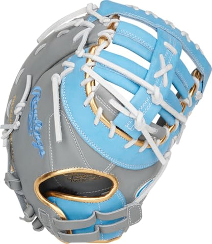 Rawlings | Liberty Advanced ColorSync Fastpitch Softball Glove | 13" | First Base | Single Post, Double-Bar Web | Grey/Columbia Blue