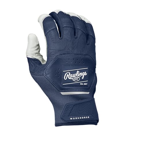 Rawlings | Adult Workhorse Baseball Batting Gloves | White/Navy