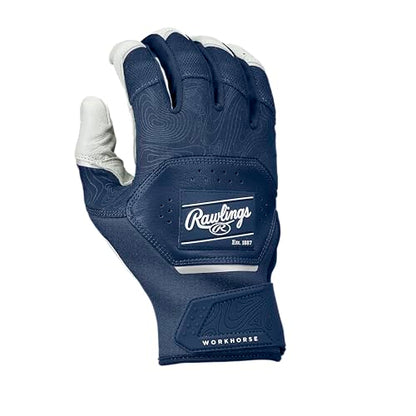Rawlings | Adult Workhorse Baseball Batting Gloves | White/Navy