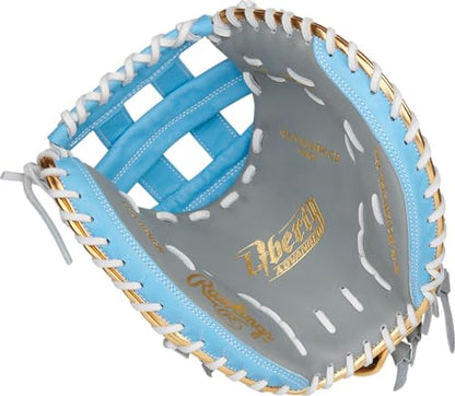 Rawlings | Liberty Advanced ColorSync Fastpitch Softball Glove | 34" | Catcher | Modified Pro H Web | Grey/Columbia Blue/Gold