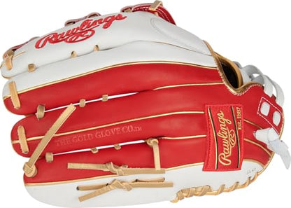 Rawlings | Liberty Advanced ColorSync Fastpitch Softball Glove | 12.75" | Outfield | Pro H Web | White/Scarlet/Gold
