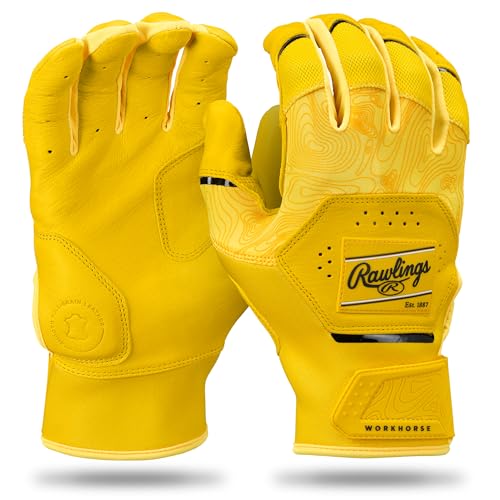 Rawlings | Adult Workhorse Baseball Batting Gloves | Yellow/Black