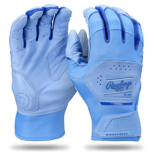 Rawlings | Adult Workhorse Baseball Batting Gloves | Columbia Blue/Royal