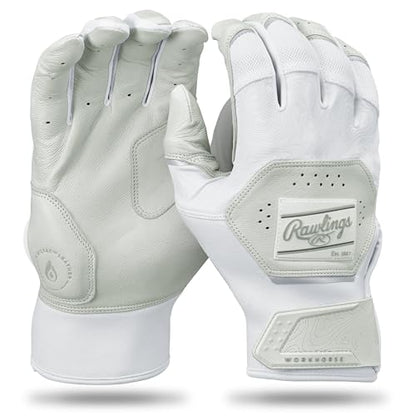 Rawlings | Adult Workhorse Baseball Batting Gloves | White/White