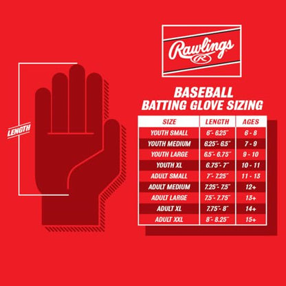 Rawlings | Adult Workhorse Baseball Batting Gloves | Yellow/Black