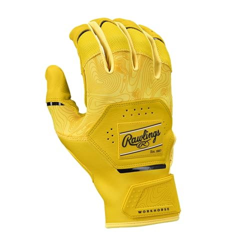Rawlings | Adult Workhorse Baseball Batting Gloves | Yellow/Black