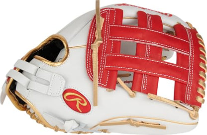 Rawlings | Liberty Advanced ColorSync Fastpitch Softball Glove | 12.75" | Outfield | Pro H Web | White/Scarlet/Gold