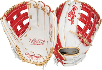 Rawlings | Liberty Advanced ColorSync Fastpitch Softball Glove | 12.75" | Outfield | Pro H Web | White/Scarlet/Gold