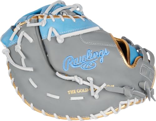 Rawlings | Liberty Advanced ColorSync Fastpitch Softball Glove | 13" | First Base | Single Post, Double-Bar Web | Grey/Columbia Blue