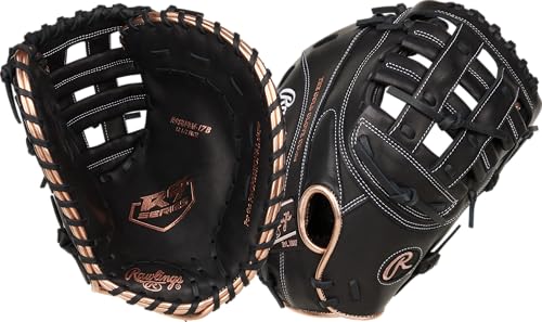 Rawlings | R9 Series Fastpitch Softball Glove | First Base Mitt 12.5' | Pro H-Web | Black