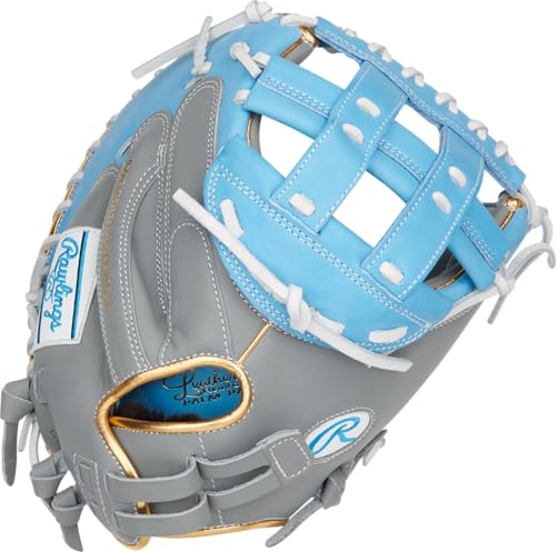 Rawlings | Liberty Advanced ColorSync Fastpitch Softball Glove | 34" | Catcher | Modified Pro H Web | Grey/Columbia Blue/Gold