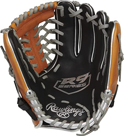 Rawlings Senior R9 Series Contour Baseball Glove in Black | 11.5"