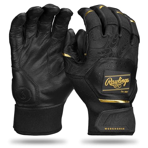 Rawlings | Adult Workhorse Baseball Batting Gloves | Black/Gold